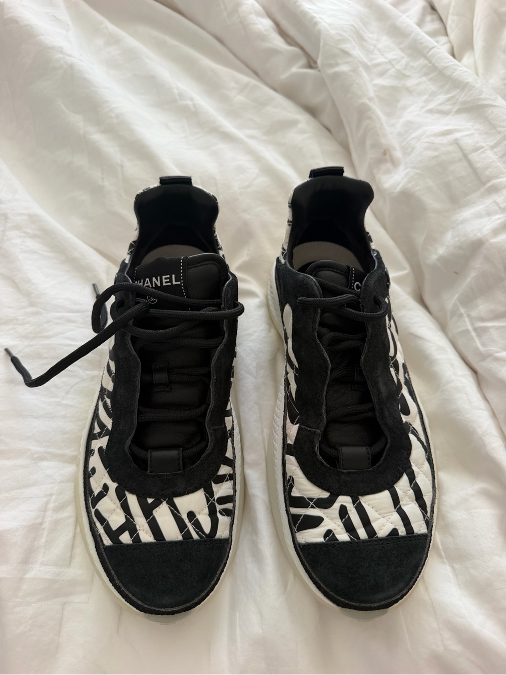 CHANEL Black & White Low-Top Sneakers